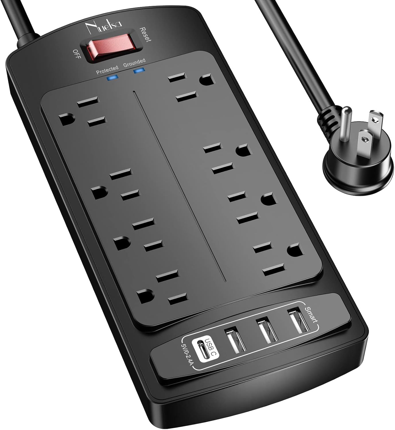 Surge Protector Power Strip - Nuetsa Flat Plug