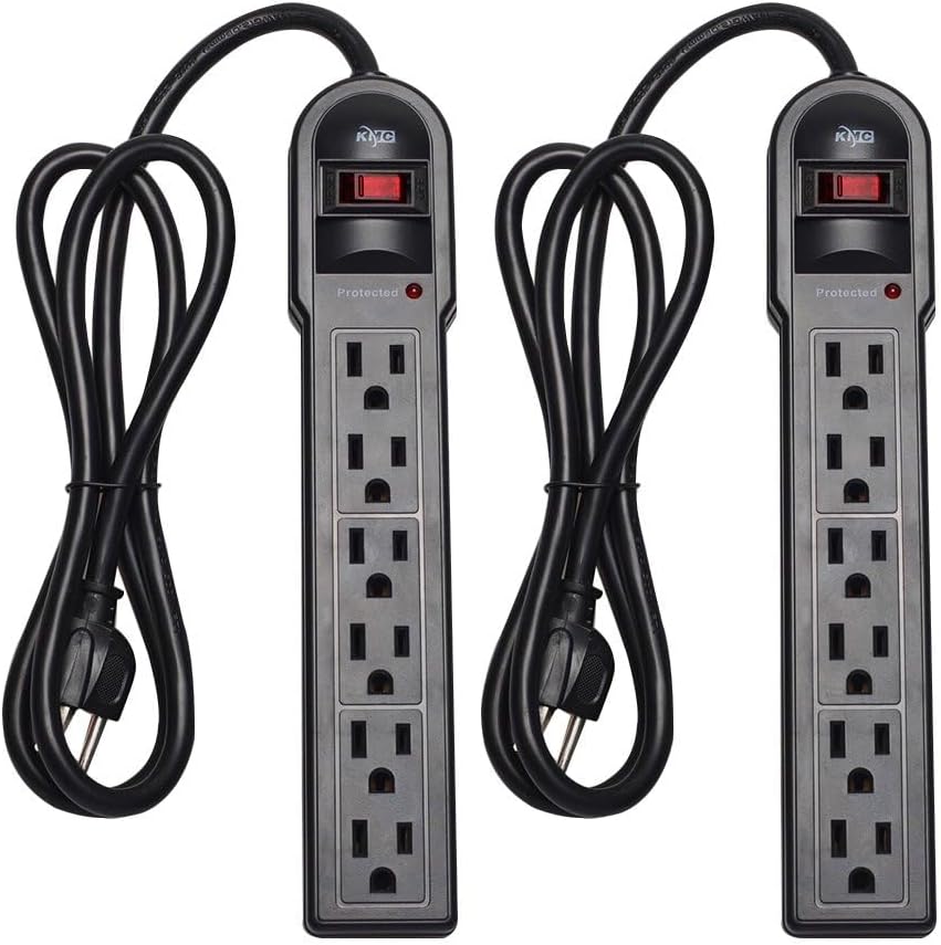 KMC 6-Outlet Surge Protector Power Strip 2-Pack